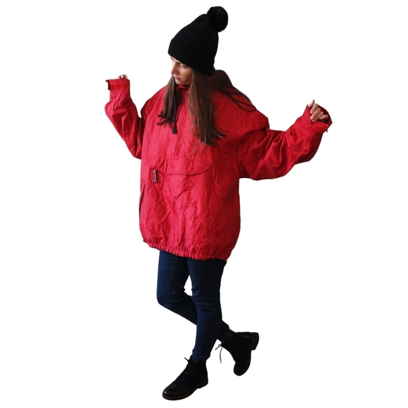 L.L.BEAN Vintage Red Thinsulate   Jacket Anorak Fleece Lined Ski Squall Large - Picture 15 of 16